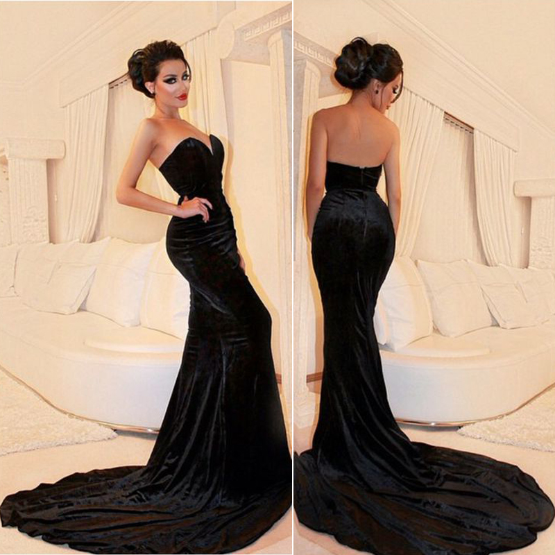 Black Strapless Evening Dress