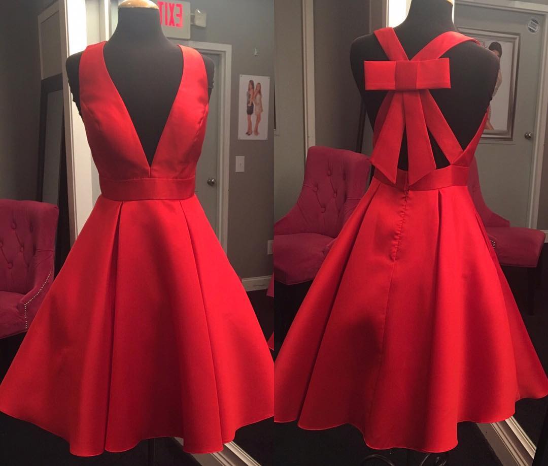 Blue Prom Dress with Bow On the Back